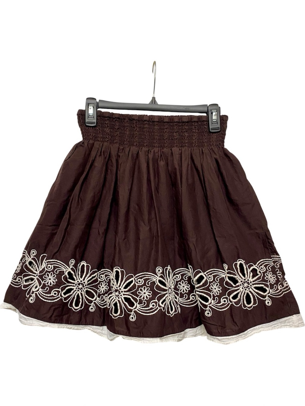 Joe Benbasset Brown and White Floral Cotton Mini Skirt L